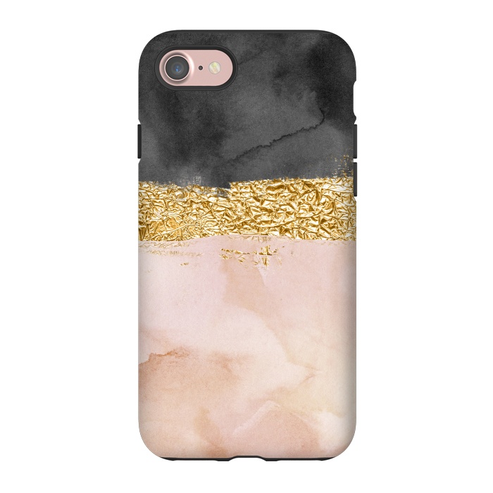 iPhone 7 StrongFit Black and Blush ink with gold glitter metal foil by  Utart