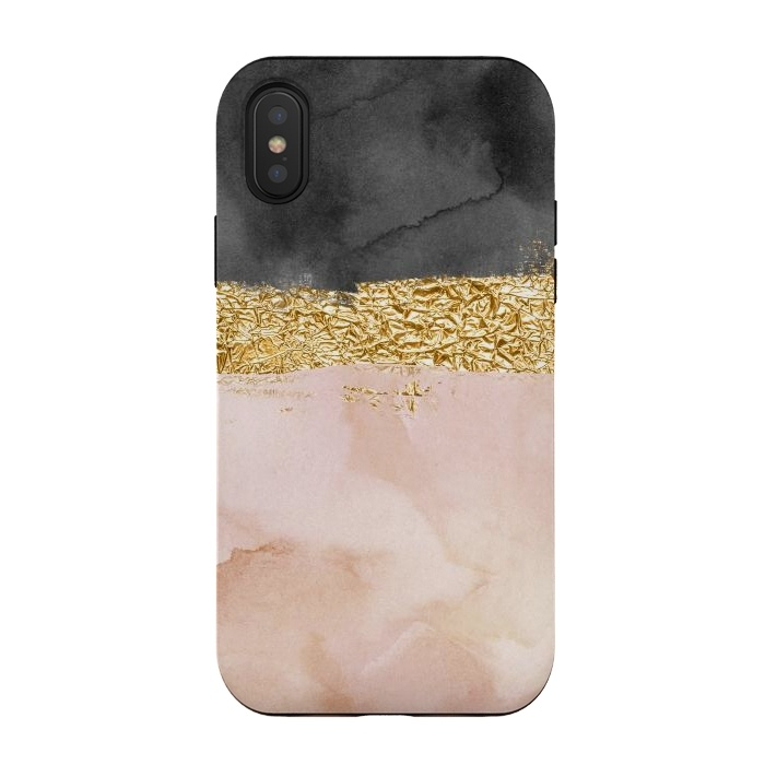 iPhone Xs / X StrongFit Black and Blush ink with gold glitter metal foil by  Utart