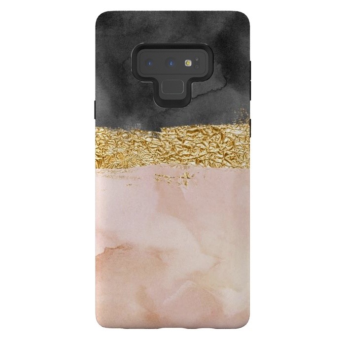 Galaxy Note 9 StrongFit Black and Blush ink with gold glitter metal foil by  Utart