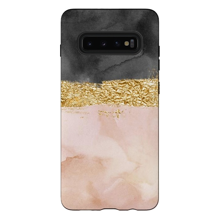 Galaxy S10 plus StrongFit Black and Blush ink with gold glitter metal foil by  Utart