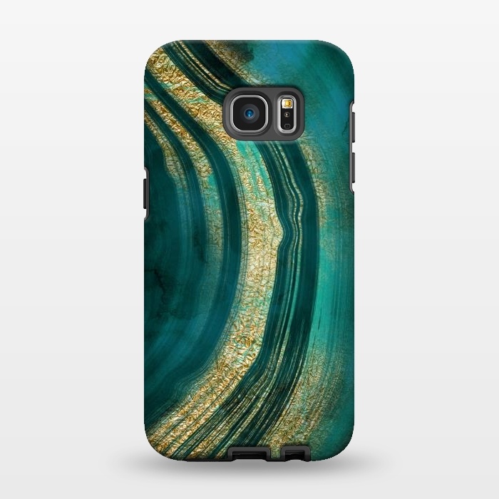 Galaxy S7 EDGE StrongFit Malachite green and gold marble  by  Utart