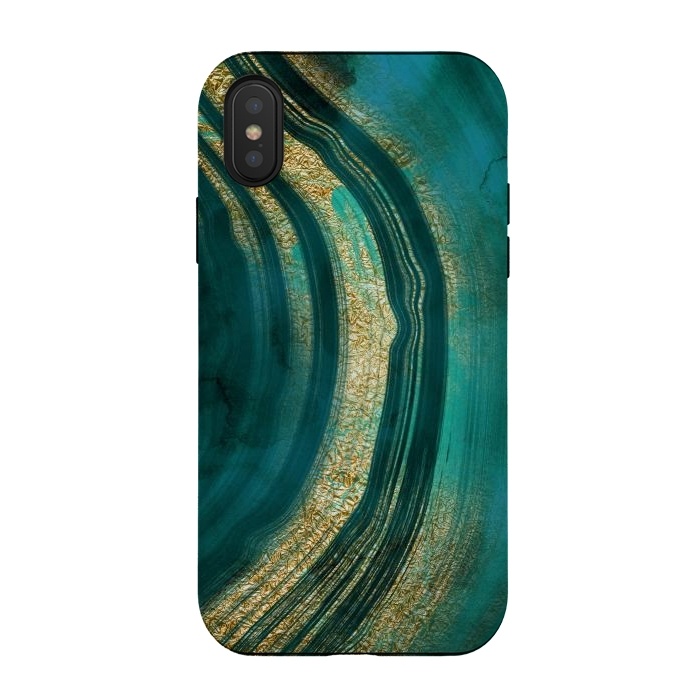 iPhone Xs / X StrongFit Malachite green and gold marble  by  Utart