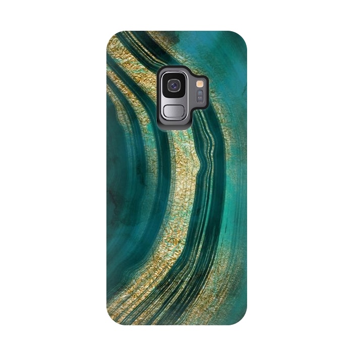 Galaxy S9 StrongFit Malachite green and gold marble  by  Utart