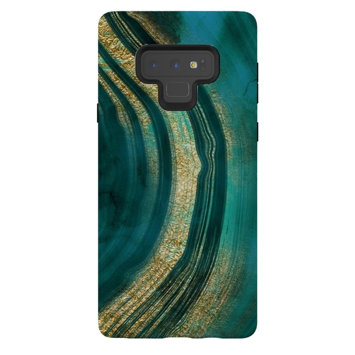 Galaxy Note 9 StrongFit Malachite green and gold marble  by  Utart