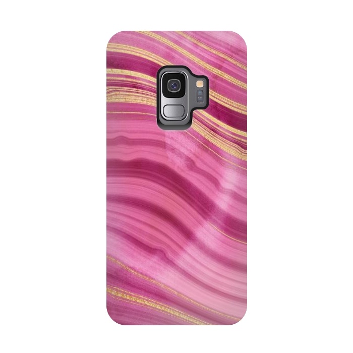 Galaxy S9 StrongFit Pink and Gold Mermaid Glitter Marble Waves by  Utart