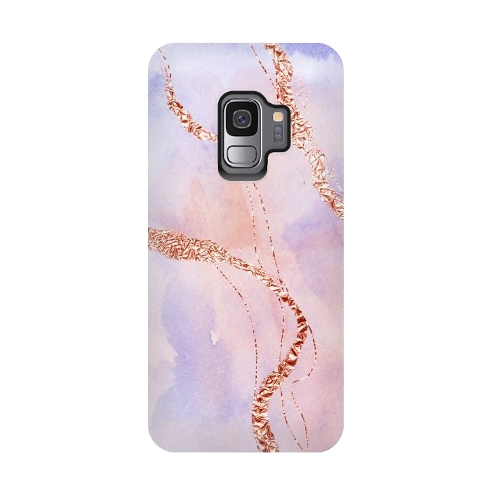 Galaxy S9 StrongFit Pink and Blush Marble Ink with rosegold glitter veins by  Utart