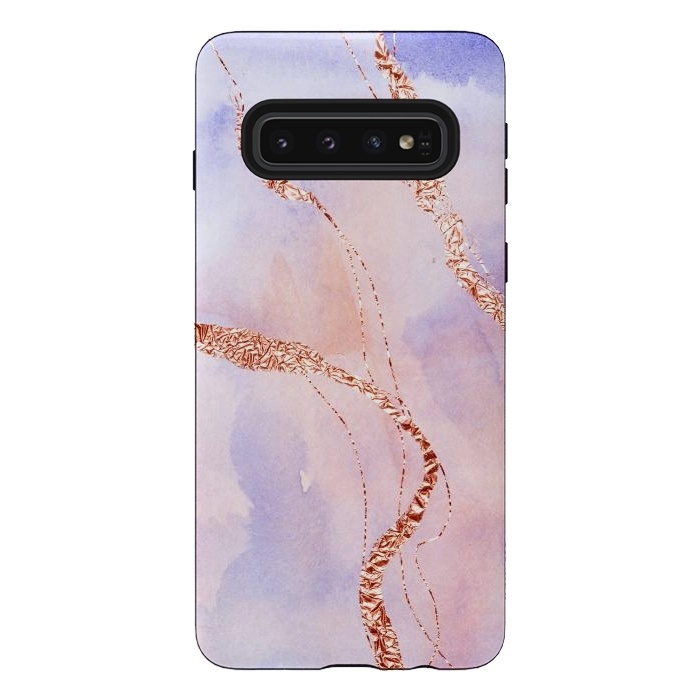 Galaxy S10 StrongFit Pink and Blush Marble Ink with rosegold glitter veins by  Utart