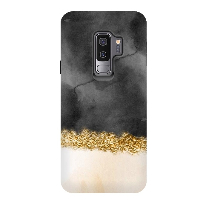 Galaxy S9 plus StrongFit Black and Blush Ink with gold glitter stripe by  Utart