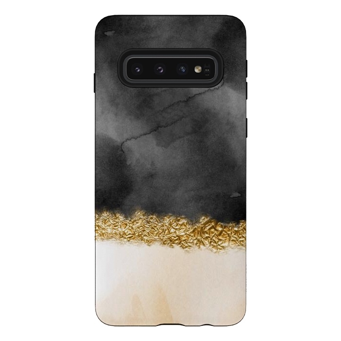 Galaxy S10 StrongFit Black and Blush Ink with gold glitter stripe by  Utart