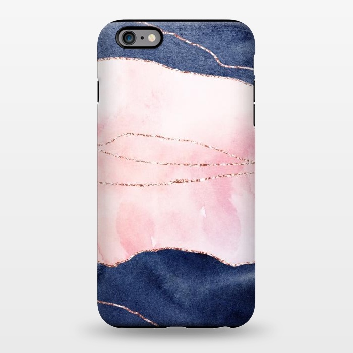 iPhone 6/6s plus StrongFit Blue and pink ink marble with rosegold glitter veins by  Utart