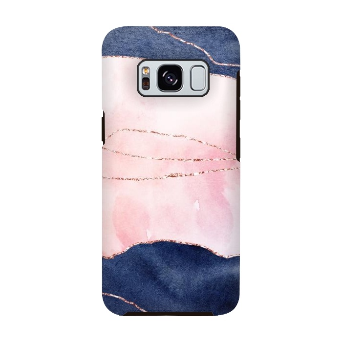 Galaxy S8 StrongFit Blue and pink ink marble with rosegold glitter veins by  Utart