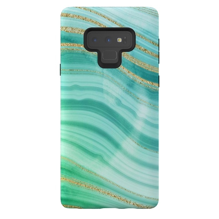 Galaxy Note 9 StrongFit Mermaid Waves Green Marble with gold glitter by  Utart