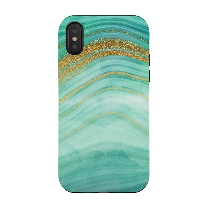 iPhone Xs / X StrongFit Gold mermaid ocean marble waves by  Utart