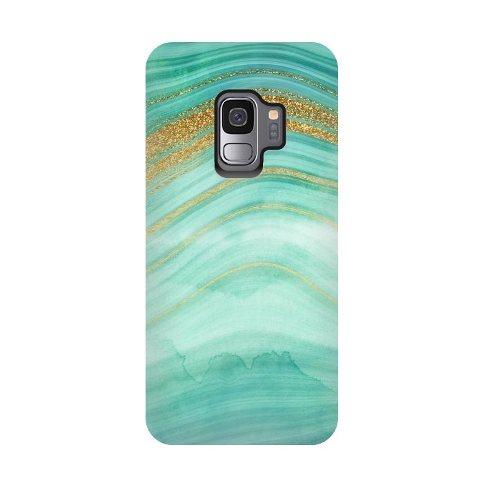 Galaxy S9 StrongFit Gold mermaid ocean marble waves by  Utart