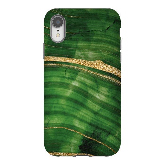 iPhone Xr StrongFit Malachite Green Marble with Gold veins by  Utart