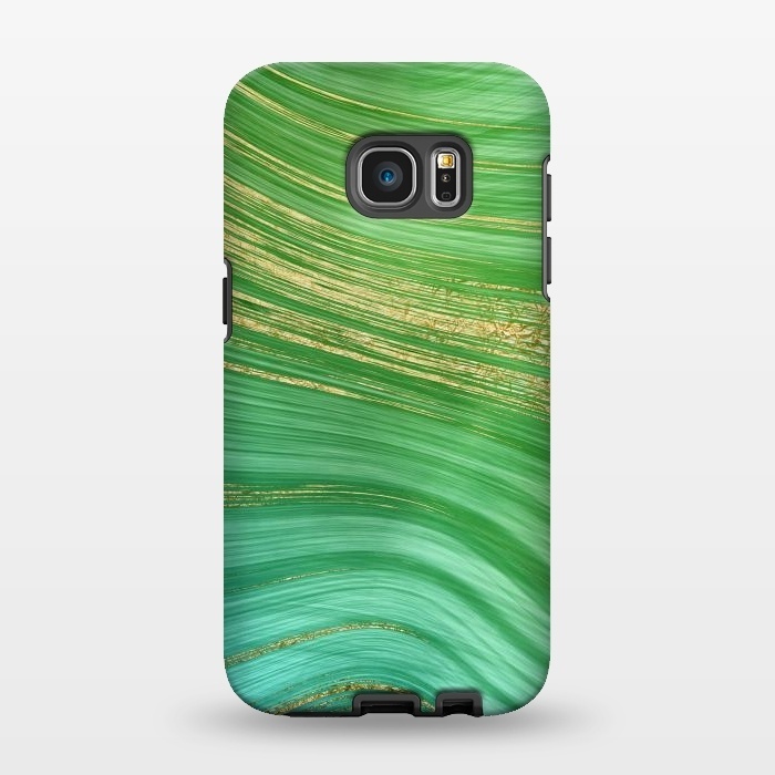 Galaxy S7 EDGE StrongFit Gold and green turquoise mermaid ocean marble  by  Utart