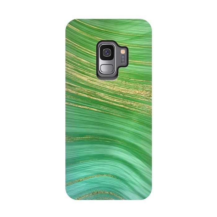 Galaxy S9 StrongFit Gold and green turquoise mermaid ocean marble  by  Utart