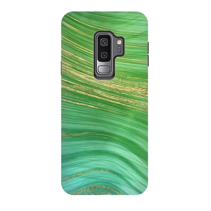 Galaxy S9 plus StrongFit Gold and green turquoise mermaid ocean marble  by  Utart
