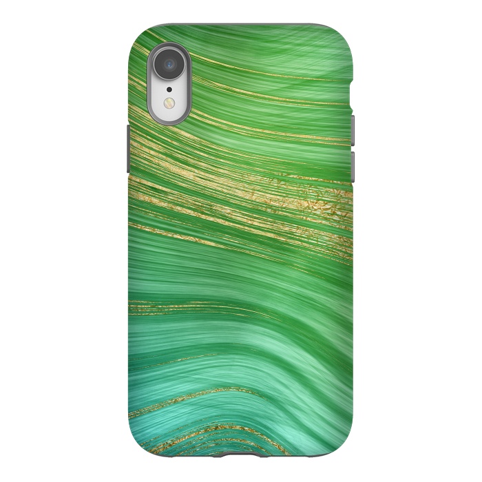 iPhone Xr StrongFit Gold and green turquoise mermaid ocean marble  by  Utart