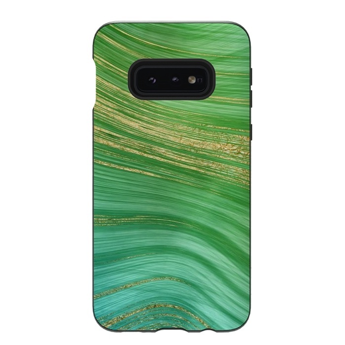Galaxy S10e StrongFit Gold and green turquoise mermaid ocean marble  by  Utart