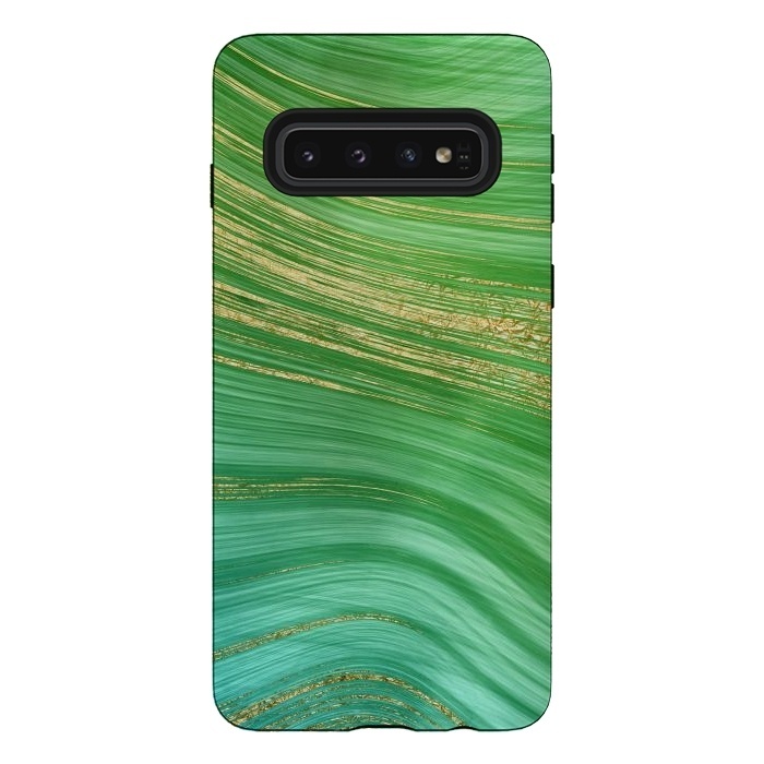 Galaxy S10 StrongFit Gold and green turquoise mermaid ocean marble  by  Utart