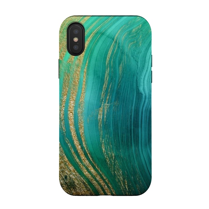 iPhone Xs / X StrongFit Gold and Teal Mermaid Ocean Marble by  Utart