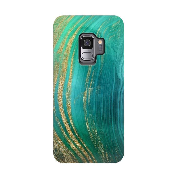 Galaxy S9 StrongFit Gold and Teal Mermaid Ocean Marble by  Utart