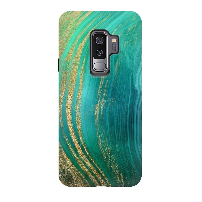 Galaxy S9 plus StrongFit Gold and Teal Mermaid Ocean Marble by  Utart