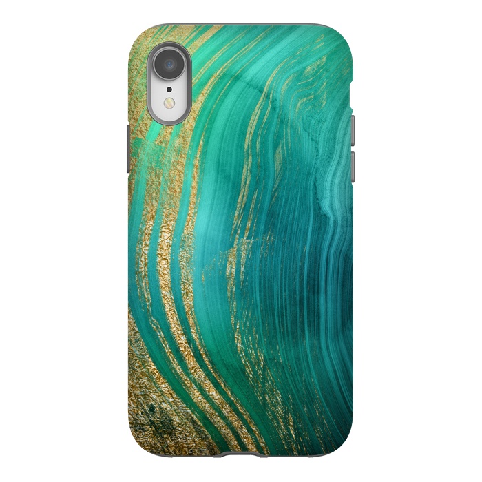 iPhone Xr StrongFit Gold and Teal Mermaid Ocean Marble by  Utart
