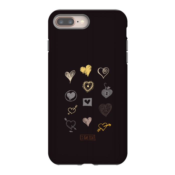 iPhone 7 plus StrongFit valentine doodle hearts by TMSarts