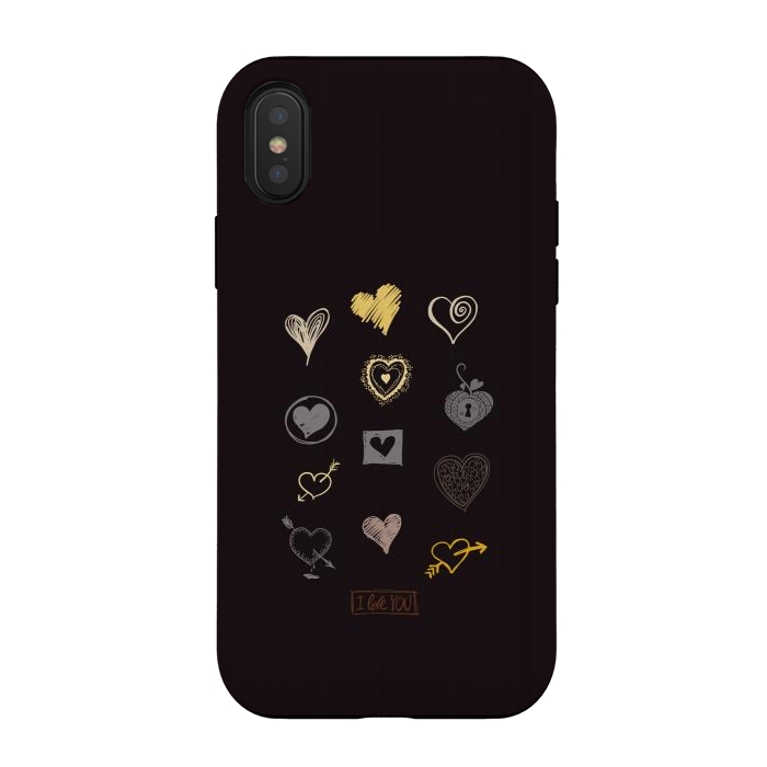 iPhone Xs / X StrongFit valentine doodle hearts by TMSarts
