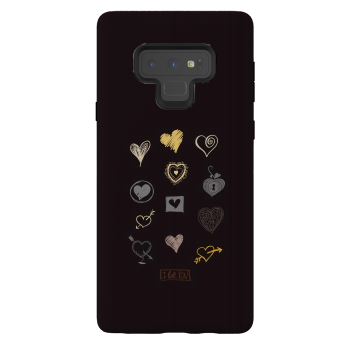 Galaxy Note 9 StrongFit valentine doodle hearts by TMSarts