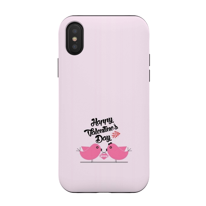 iPhone Xs / X StrongFit pink couple birds by TMSarts