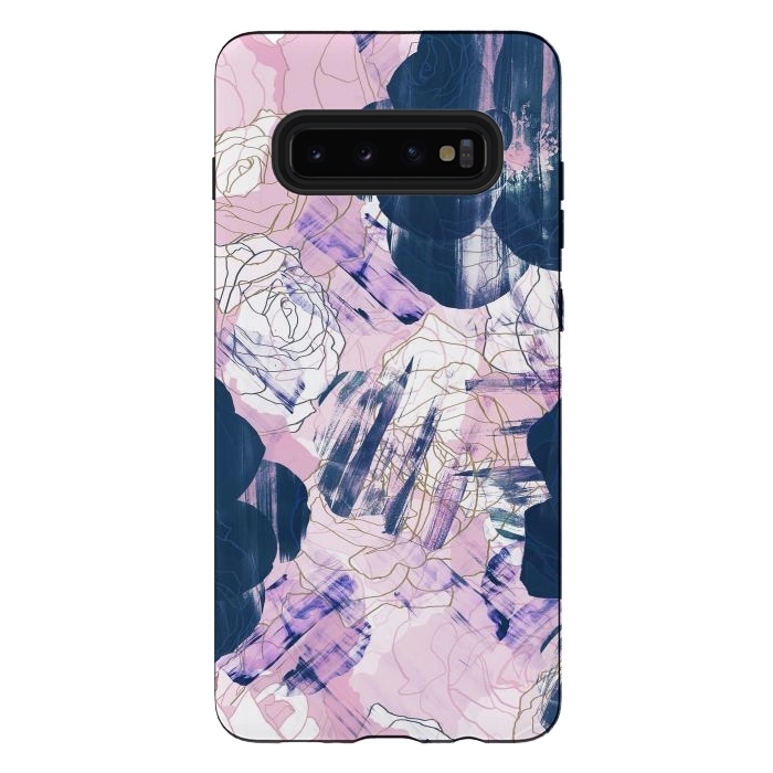 Galaxy S10 plus StrongFit Painted flower petals brushstrokes by Oana 