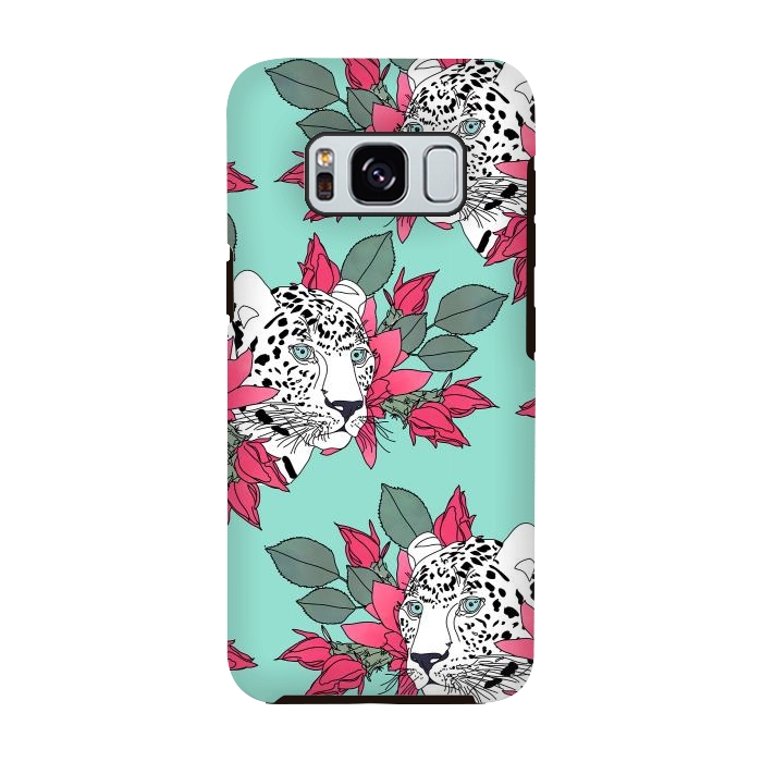 Galaxy S8 StrongFit Stylish leopard and cactus flower pattern by InovArts