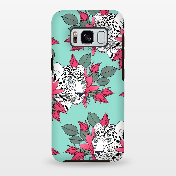 Galaxy S8 plus StrongFit Stylish leopard and cactus flower pattern by InovArts