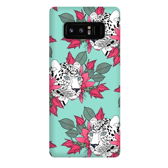 Galaxy Note 8 StrongFit Stylish leopard and cactus flower pattern by InovArts