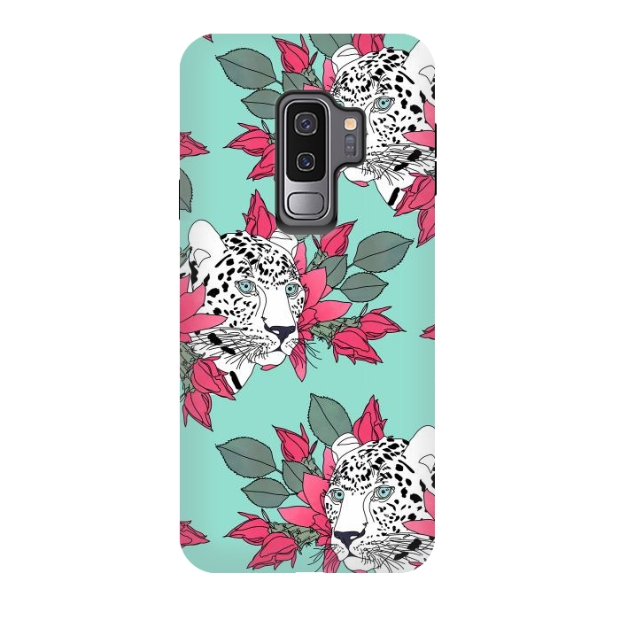 Galaxy S9 plus StrongFit Stylish leopard and cactus flower pattern by InovArts