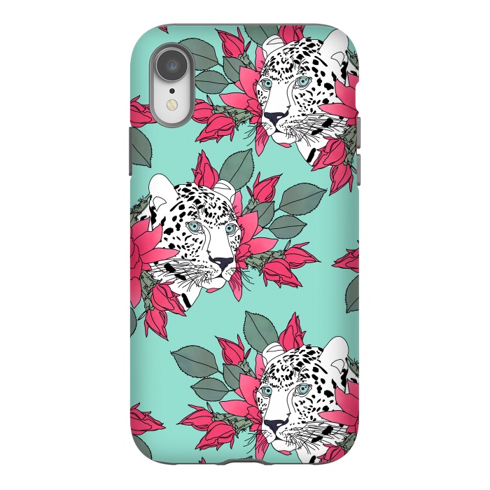 iPhone Xr StrongFit Stylish leopard and cactus flower pattern by InovArts