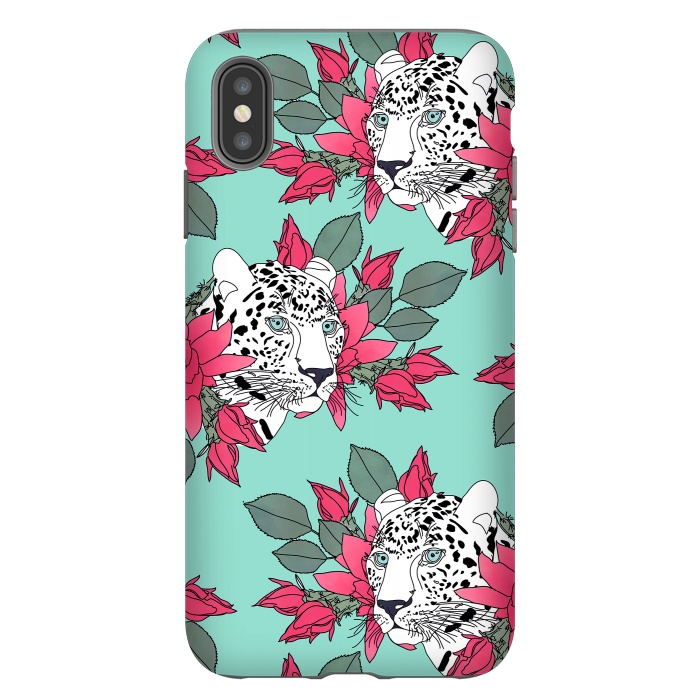 iPhone Xs Max StrongFit Stylish leopard and cactus flower pattern by InovArts