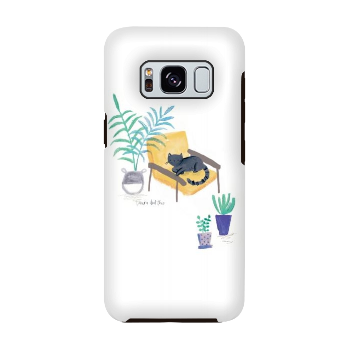 Galaxy S8 StrongFit  black cat in yellow chair scandi interior by lauradidthis