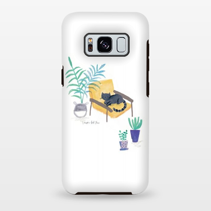 Galaxy S8 plus StrongFit  black cat in yellow chair scandi interior by lauradidthis