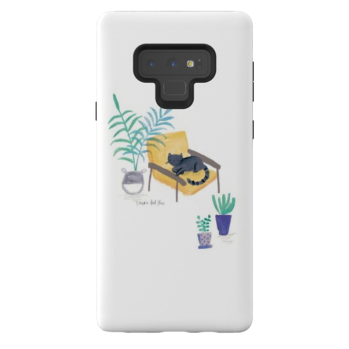 Galaxy Note 9 StrongFit  black cat in yellow chair scandi interior by lauradidthis