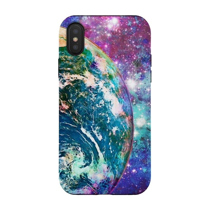 iPhone Xs / X StrongFit Colorful psychedelic Earth in space by Oana 