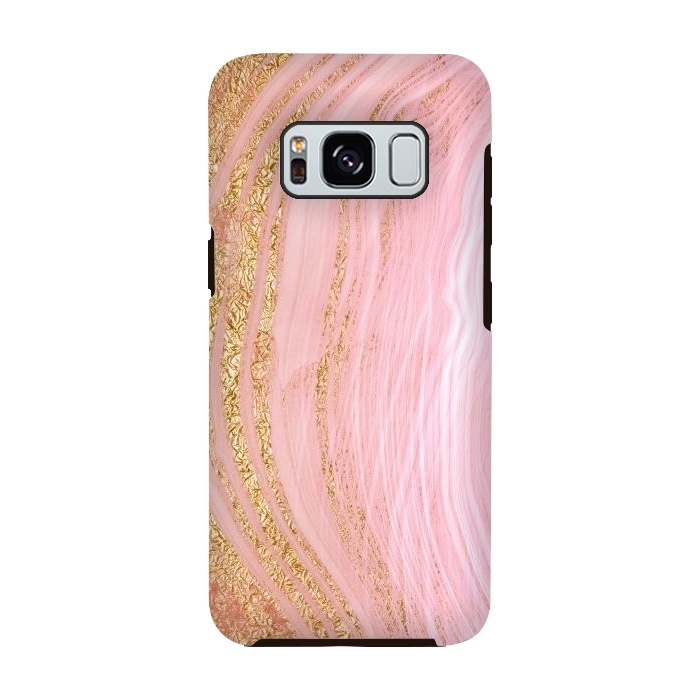 Galaxy S8 StrongFit Light Pink Mermaid Marble with Faux Gold Glitter Rain by  Utart