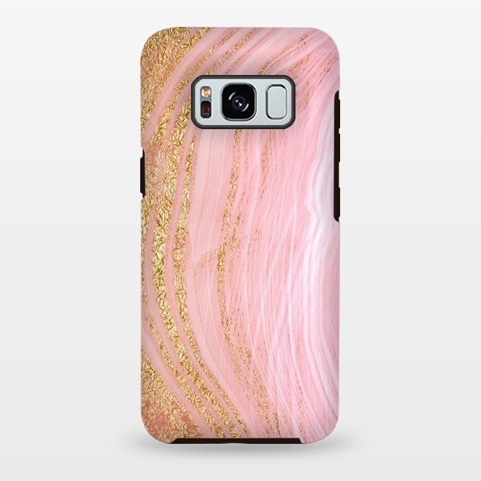 Galaxy S8 plus StrongFit Light Pink Mermaid Marble with Faux Gold Glitter Rain by  Utart