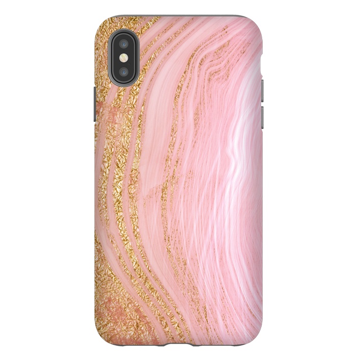 iPhone Xs Max StrongFit Light Pink Mermaid Marble with Faux Gold Glitter Rain by  Utart