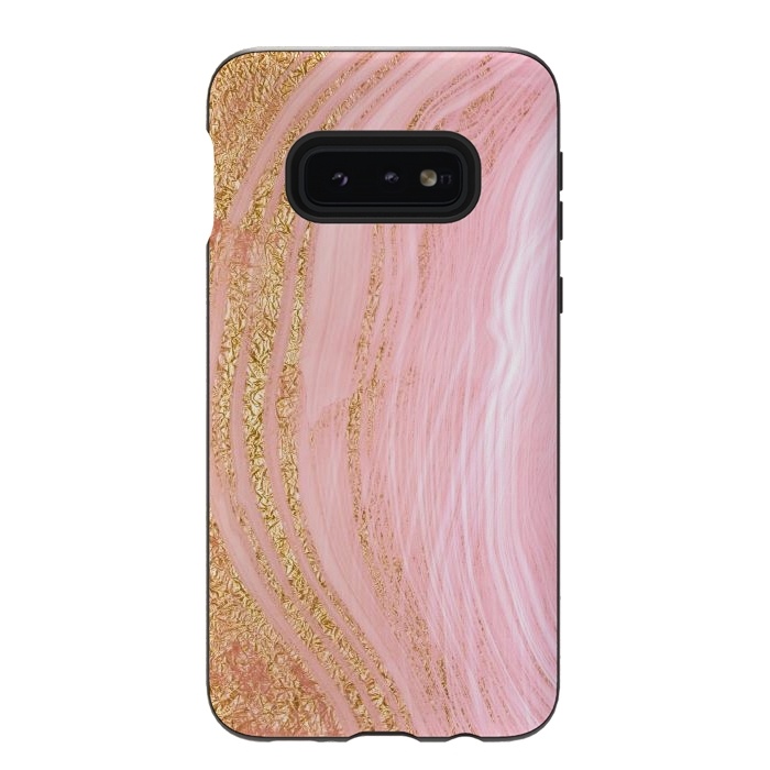 Galaxy S10e StrongFit Light Pink Mermaid Marble with Faux Gold Glitter Rain by  Utart