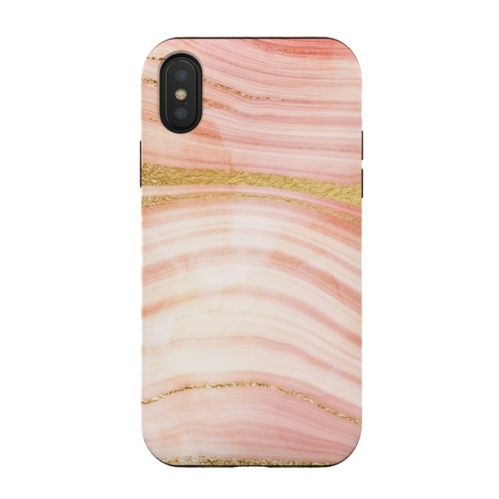 iPhone Xs / X StrongFit Blush Mermaid Marble with Faux Gold Veins by  Utart