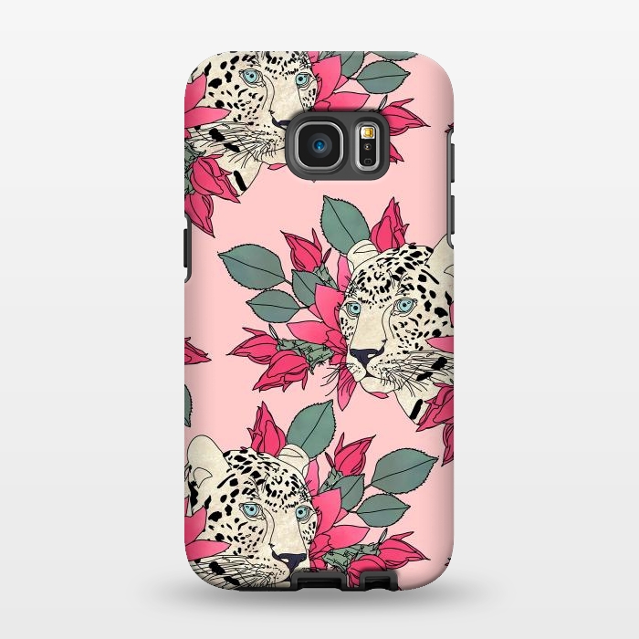 Galaxy S7 EDGE StrongFit Classy cactus flowers and leopards design by InovArts